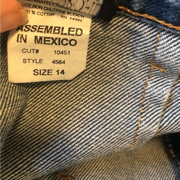 VTG Denim Midi Skirt Sz. 14 Modesty 100% Cotton Minimalist Back Split Runs Small - Picture 6 of 6